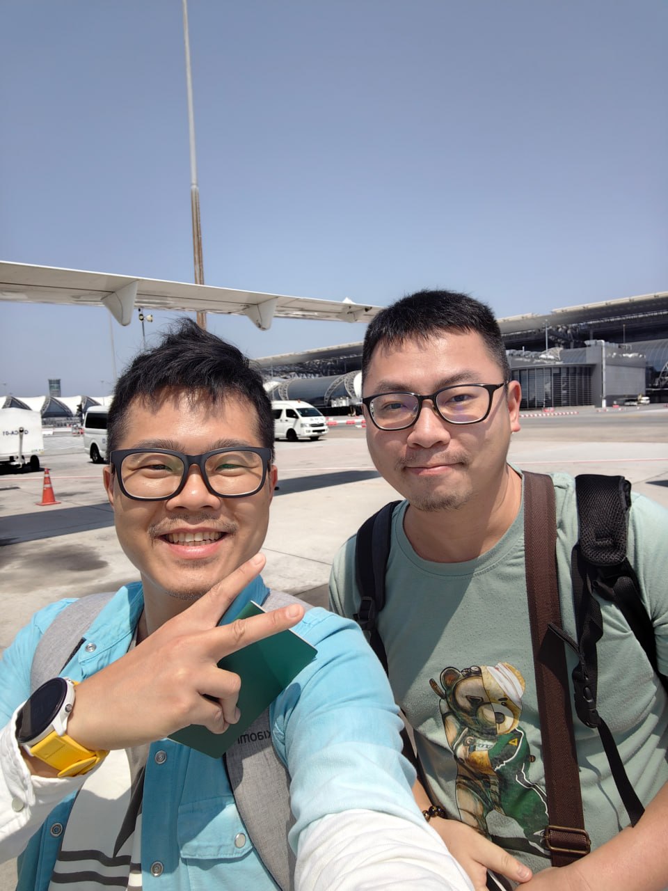 Group photo at the airport before departure